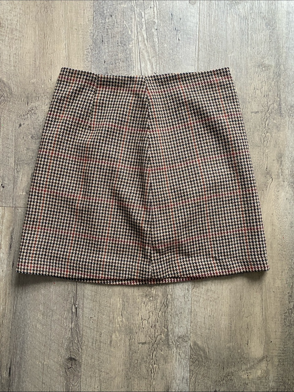 Eclipse Houndstooth Pencil Skirt in Black, Brown & Red